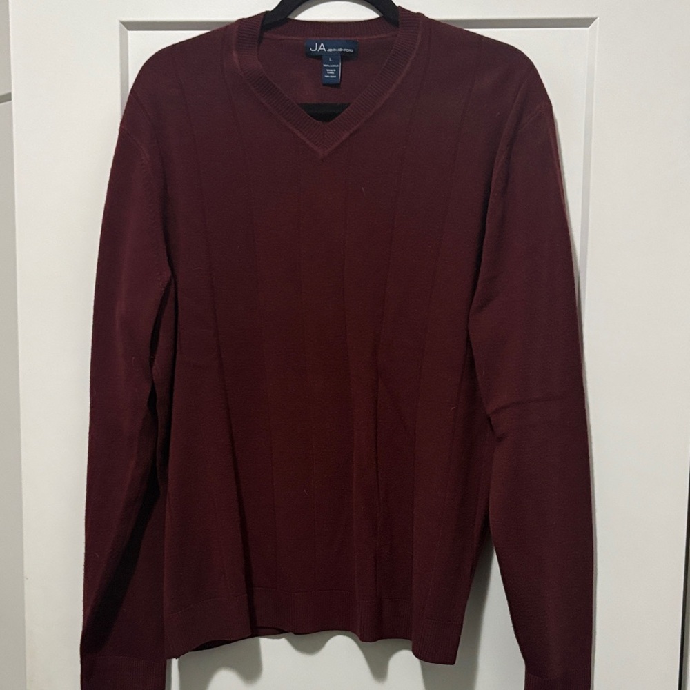 John Ashford Men's V-Neck Sweater - Deep Red